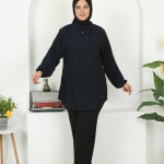 Tunikteks Koyu Lacivert pamuk viskon yumuşak dokuma kumaş tunik